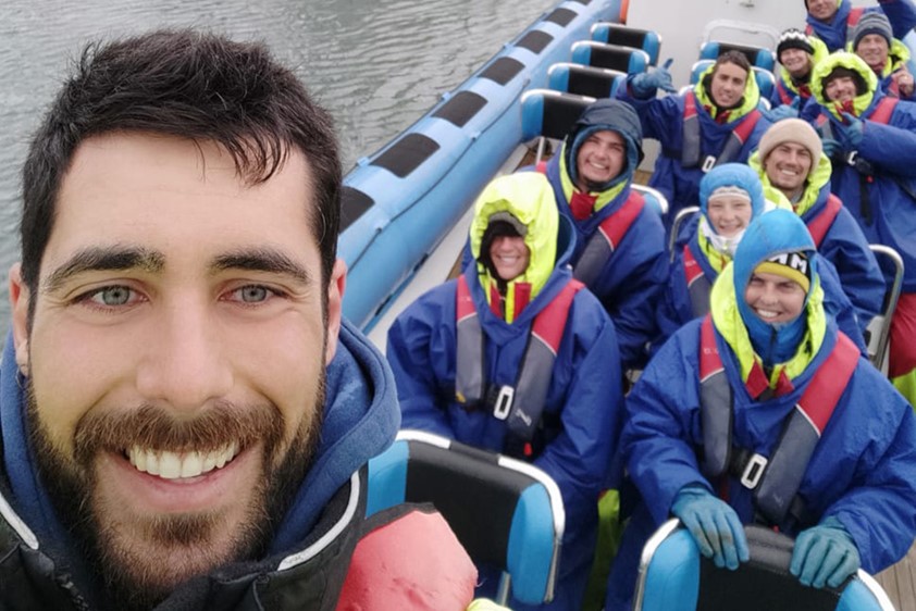 Alberto Sastre whale watching guide in Husavik, Iceland with Gentle Giants, and Dunedin, New Zealand