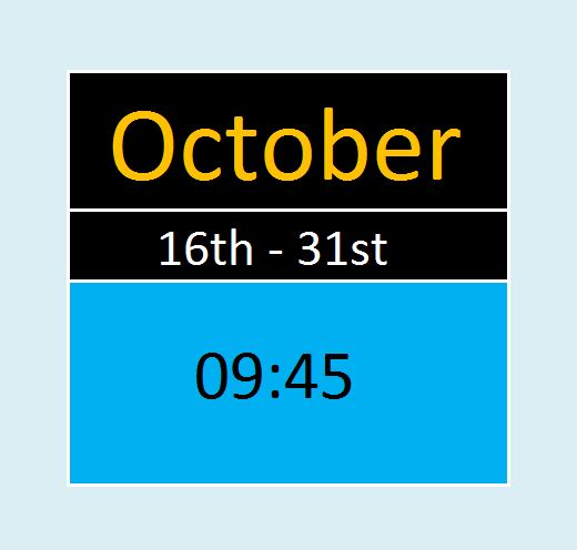 2nd half of October