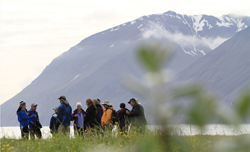 Gentle Giants crew offering guided tours around Flatey Island.