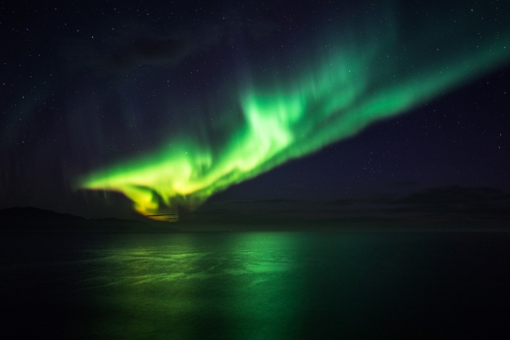 northern lights over Skjálfandi Bay